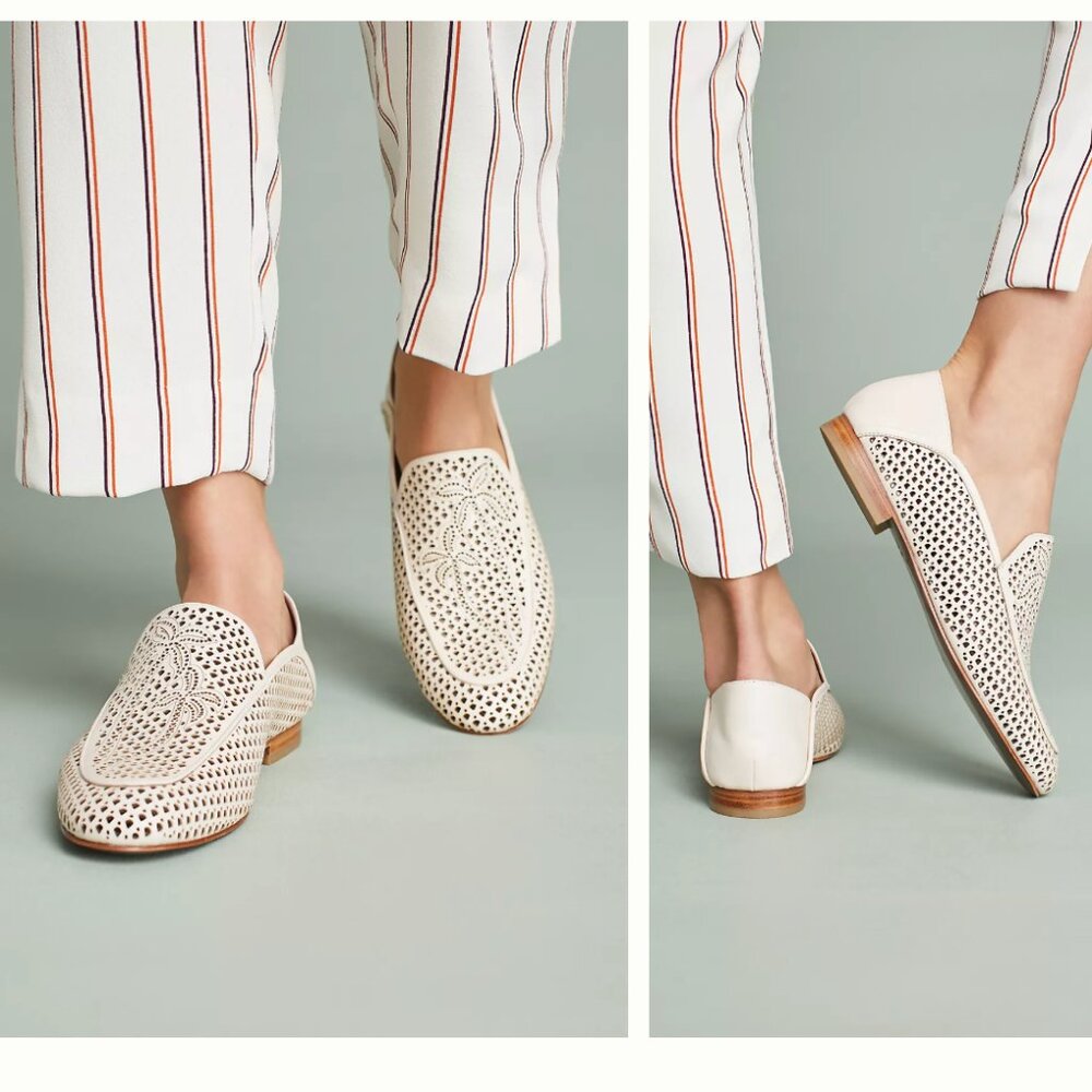Anthropologie Lola Cruz Palm Perforated Ballet Flat Slides US8 EU38 - Picture 15 of 15